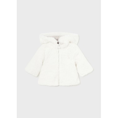 Cappotto reversibile tricot trecce e ecopelliccia Neonata