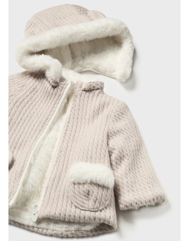 Reversible coat tricot braids and ecopelliccia