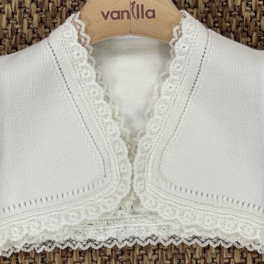 Cardigan corto con pizzo Neonata