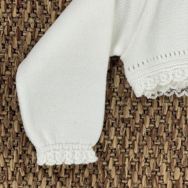 Cardigan corto con pizzo Neonata