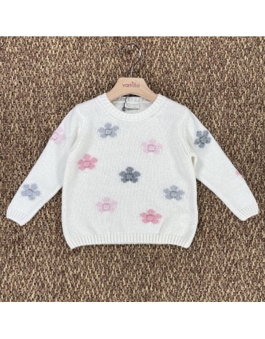 Maglia fiori lana e cashmere Bimba 2/8 anni
