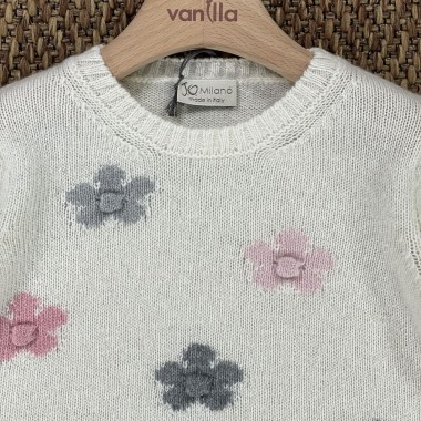 Maglia fiori lana e cashmere Bimba 2/8 anni