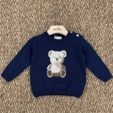 Maglia lana e cashmere orsetto Neonato