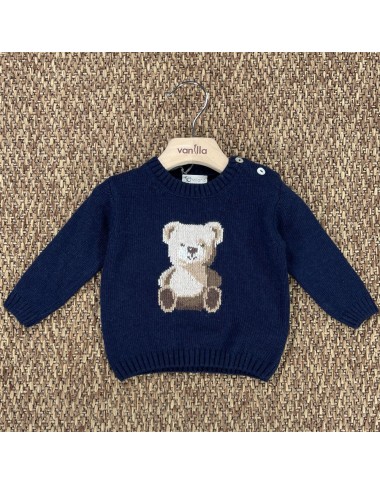 Maglia lana e cashmere orsetto Neonato