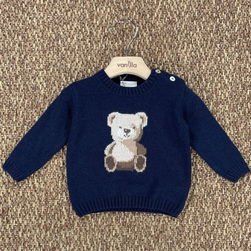 Maglia lana e cashmere orsetto Neonato