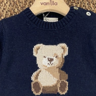 Maglia lana e cashmere orsetto Neonato