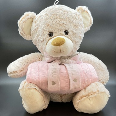 Orso grande con coperta Dou Dou e Fiocco Nascita