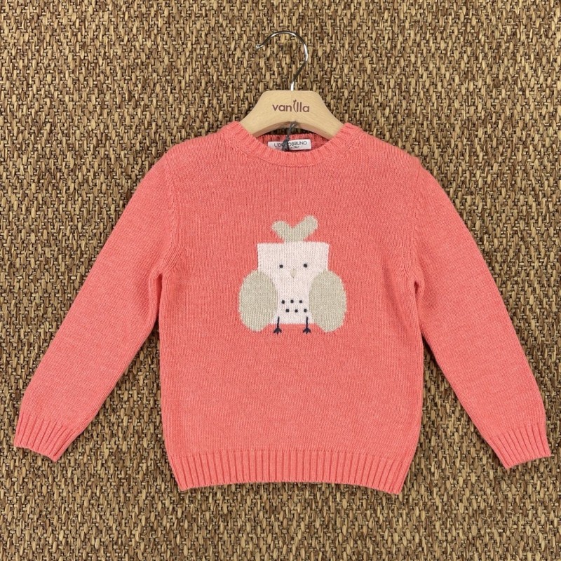 Maglioncino gufo in lana e cashmere Bimba 2/8 anni
