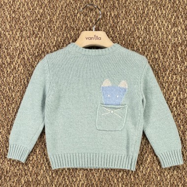 Maglioncino tasca in lana e cashmere Neonata 0/36