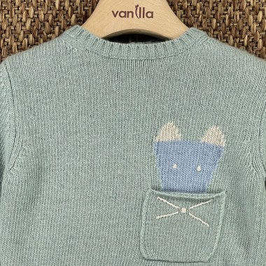 Maglioncino tasca in lana e cashmere Neonata 0/36