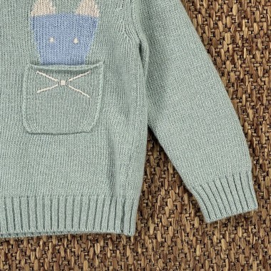 Maglioncino tasca in lana e cashmere Neonata 0/36