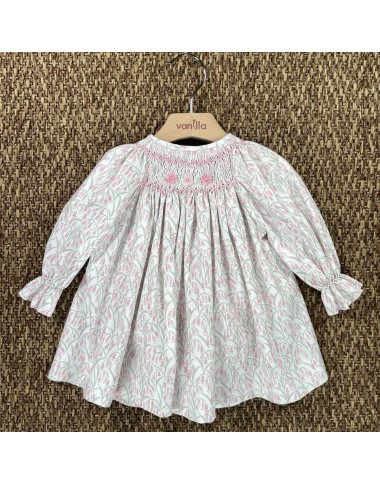 Mini abito con ricamo punto smock campanellini Neonata 0/36