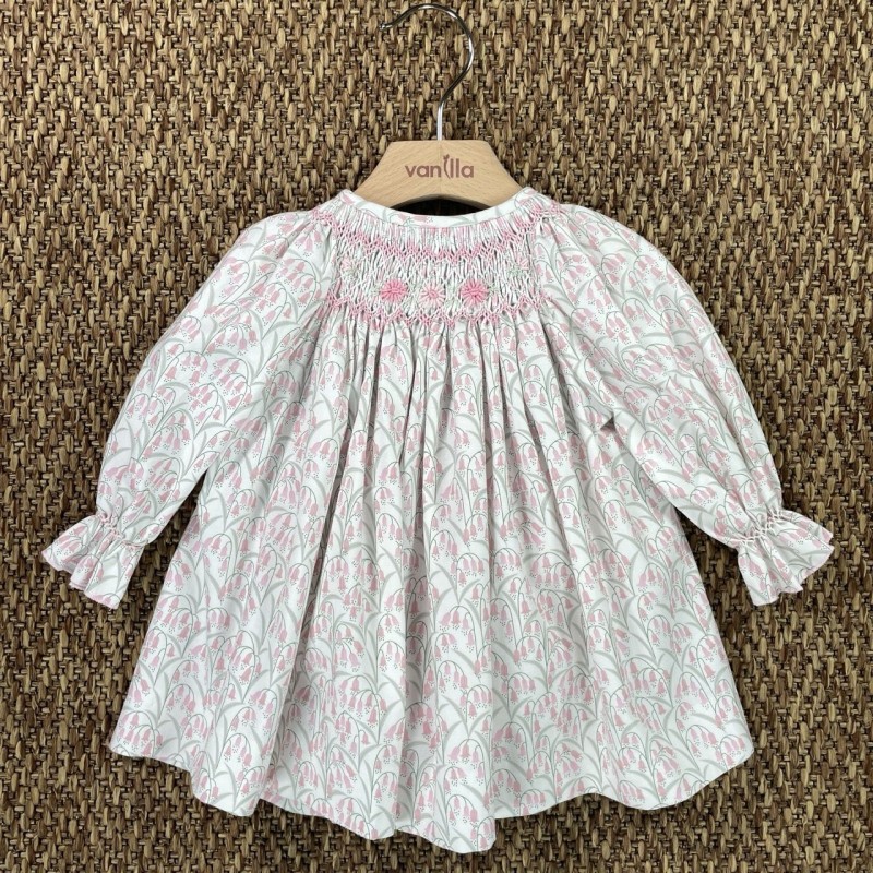 Mini abito con ricamo punto smock campanellini Neonata 0/36