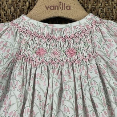 Mini abito con ricamo punto smock campanellini Neonata 0/36