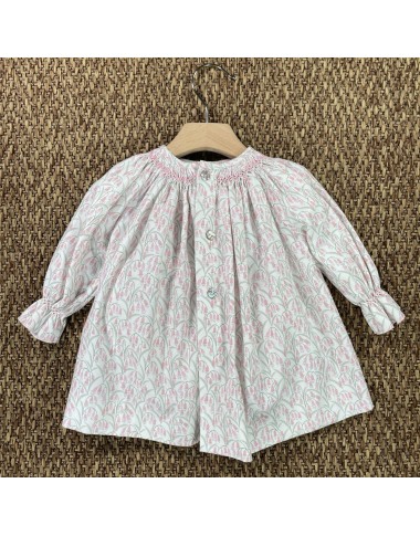 Mini dress with embroidery stitch smock bells