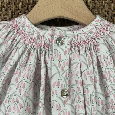 Mini abito con ricamo punto smock campanellini Neonata 0/36
