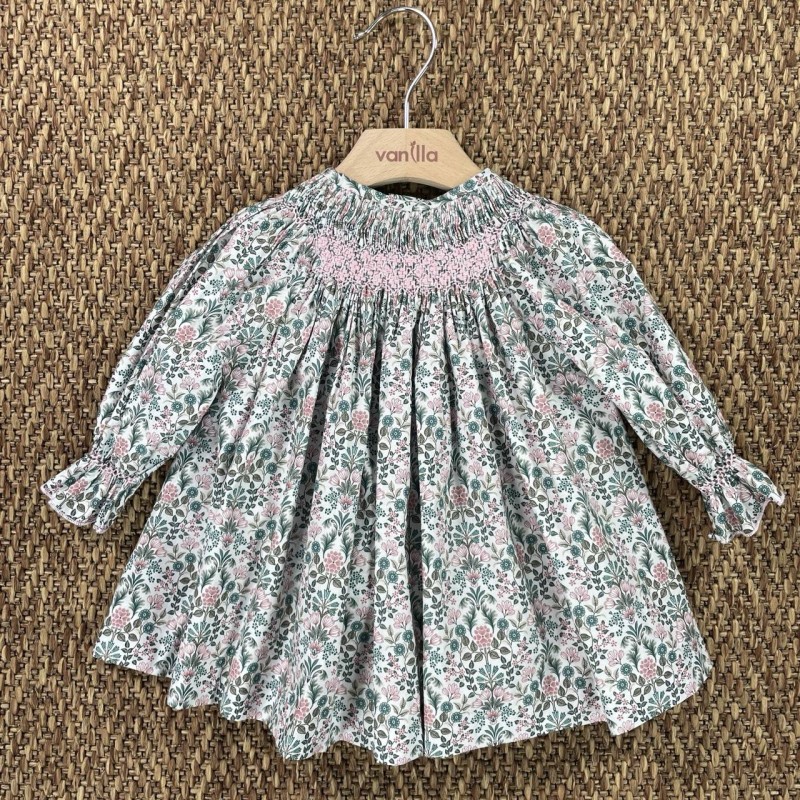 Mini abito con ricamo punto smock Neonata 0/36