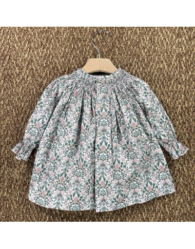 Mini dress with embroidery stitch smock