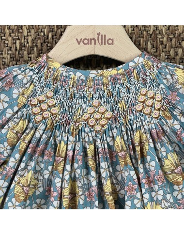 Mini dress with embroidery stitch smock