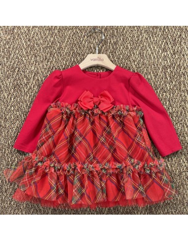 Dress in tulle tartan