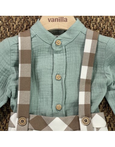 Completo camicia e bermuda con bretelle Neonato 0/36