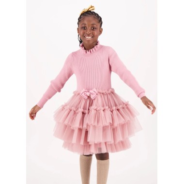 Abito tricot e tulle Bimba