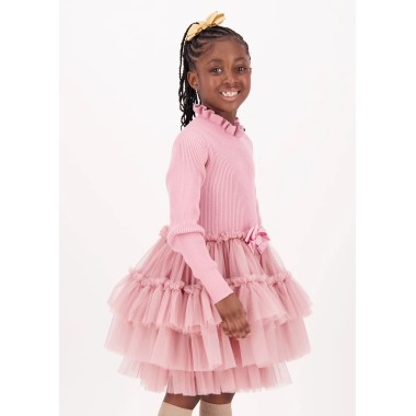 Abito tricot e tulle Bimba