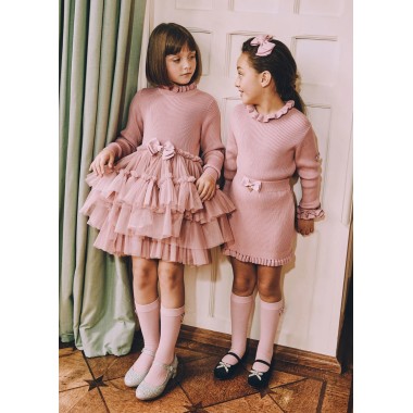 Abito tricot e tulle Bimba