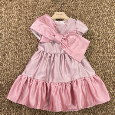 Abito in raso fiocco Bimba 2/8 anni