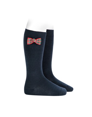 Socks with tartan bow