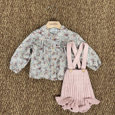 Completo camicia e salopette Neonata 0/36