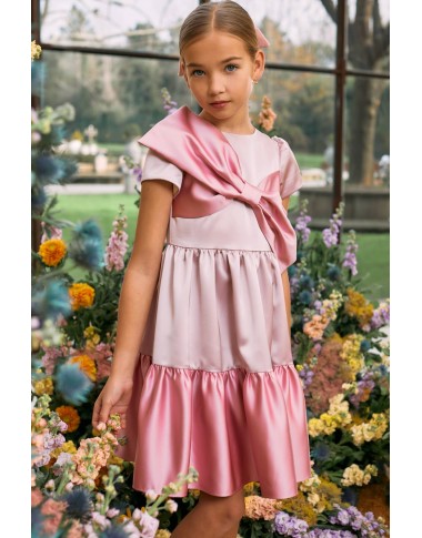 Abito in raso fiocco Bimba 2/8 anni