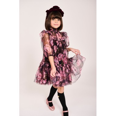 Abito in tulle stampa rose Bimba