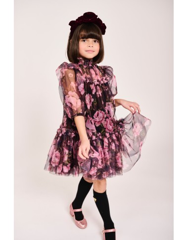 Abito in tulle stampa rose Bimba