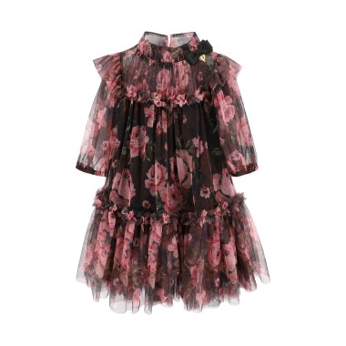 Abito in tulle stampa rose Bimba