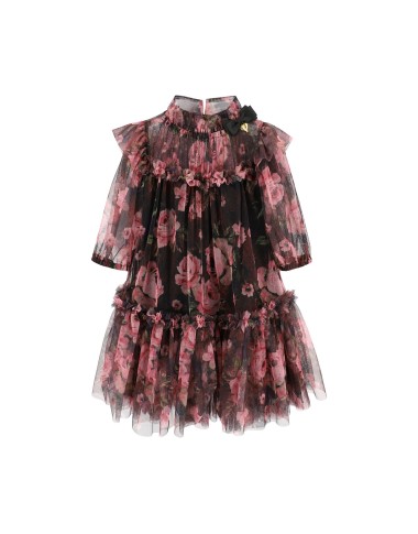 Abito in tulle stampa rose Bimba