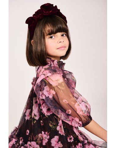 Dress with tulle print roses