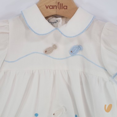 Pagliaccetto e scarpette ricamate a mano Set Nascita e Uscita Clinica