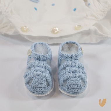 Pagliaccetto e scarpette ricamate a mano Set Nascita e Uscita Clinica