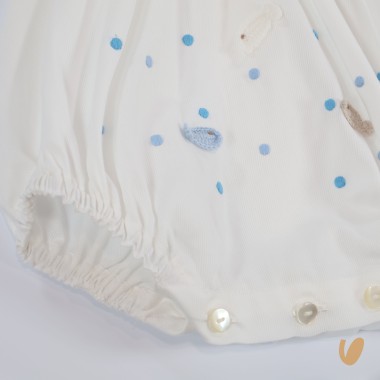 Pagliaccetto e scarpette ricamate a mano Set Nascita e Uscita Clinica