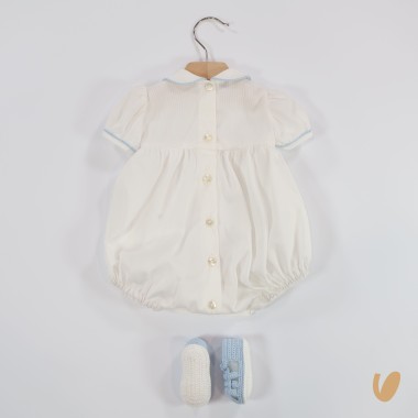 Pagliaccetto e scarpette ricamate a mano Set Nascita e Uscita Clinica