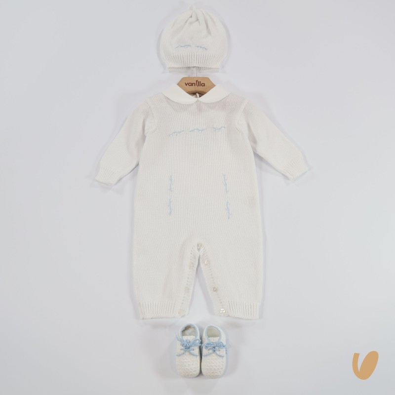 Completo nascita ricamato a mano in filo Set Nascita e Uscita Clinica