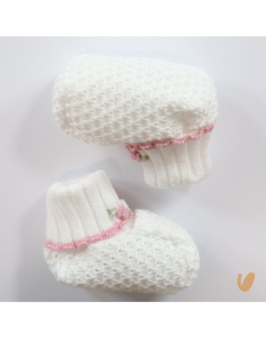 Babbucce in filo roselline Cappello e Babbucce
