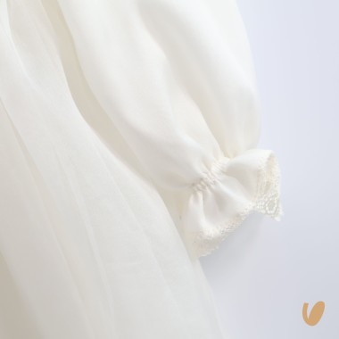 Abito organza di seta ricamato a mano Battesimo