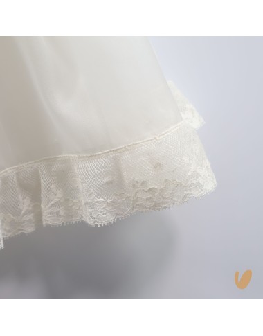 Abito organza di seta ricamato a mano Battesimo