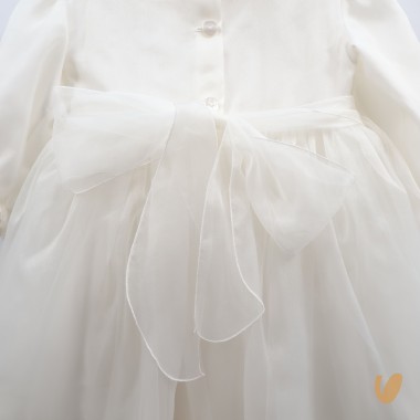 Abito organza di seta ricamato a mano Battesimo