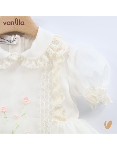 Abito in organza di seta bouquet Battesimo