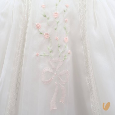 Abito in organza di seta bouquet Battesimo
