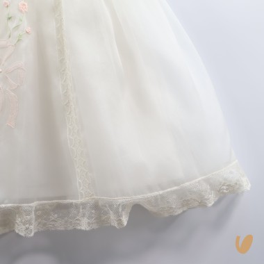 Abito in organza di seta bouquet Battesimo
