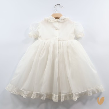 Abito in organza di seta bouquet Battesimo